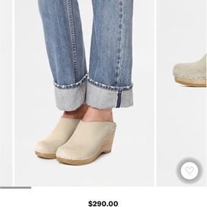 No 6 new school clog in chalk suede